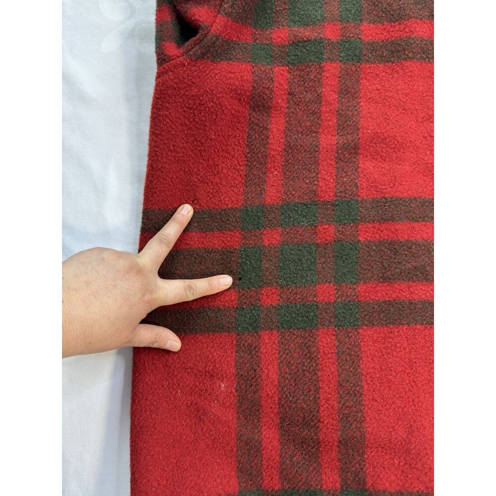 vtg‎ Forenza  Women's  4 Red plaid Wool Coat  80s/90s Wood Buttons Suede Collar - Picture 9 of 16